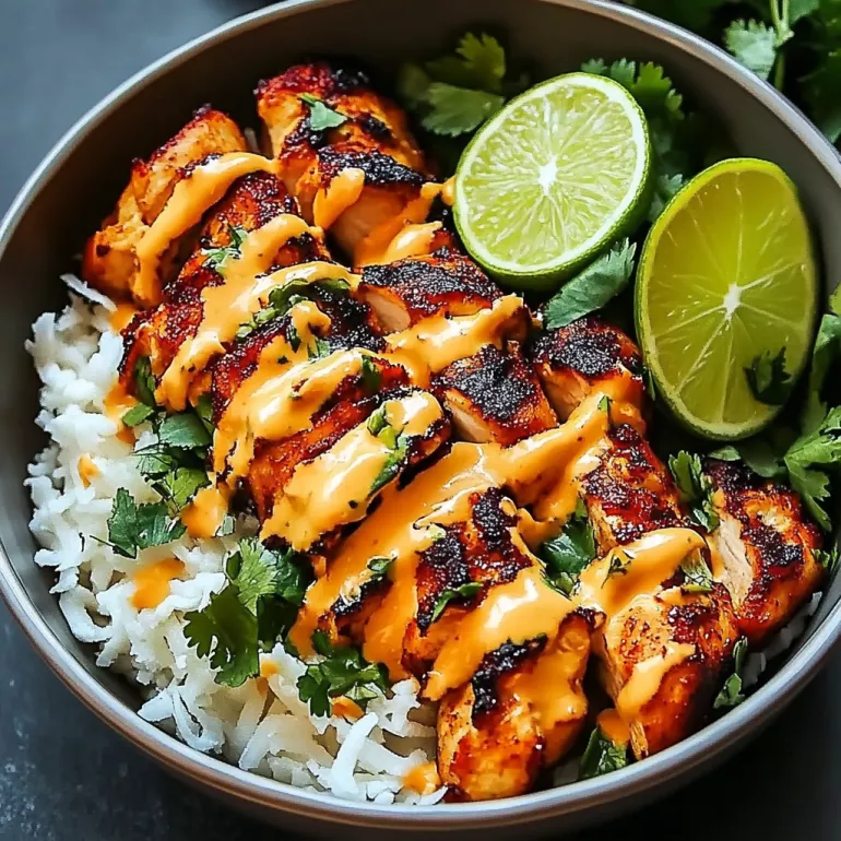 Sweet Chili Chicken Bowl with Coconut Lime Drizzle delights!