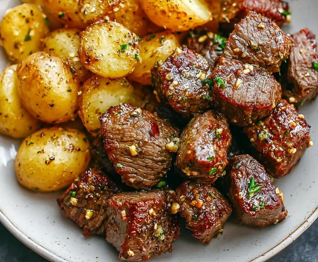 Garlic Butter Steak Bites with Crispy Potatoes Delight You!