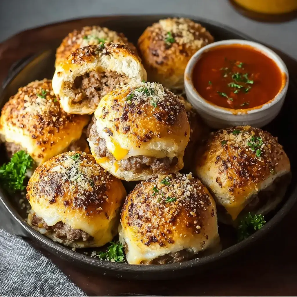 Garlic Parmesan Cheeseburger Bombs: A Tasty Delight!