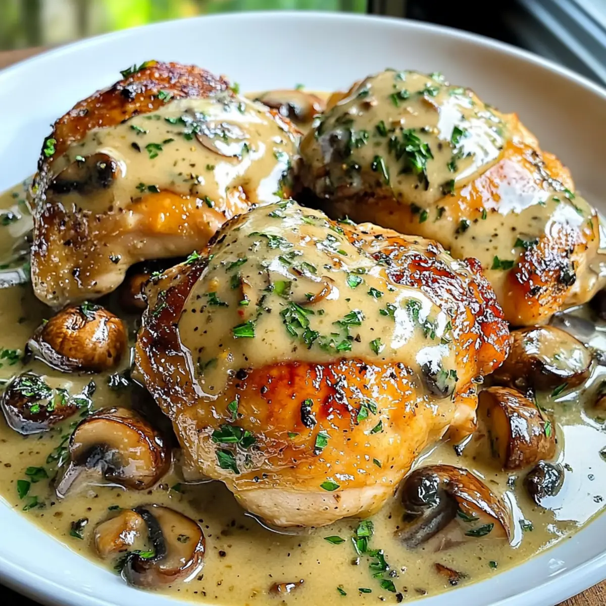 Indulgent Creamy Garlic Mushroom Chicken Thighs in 30 Minutes