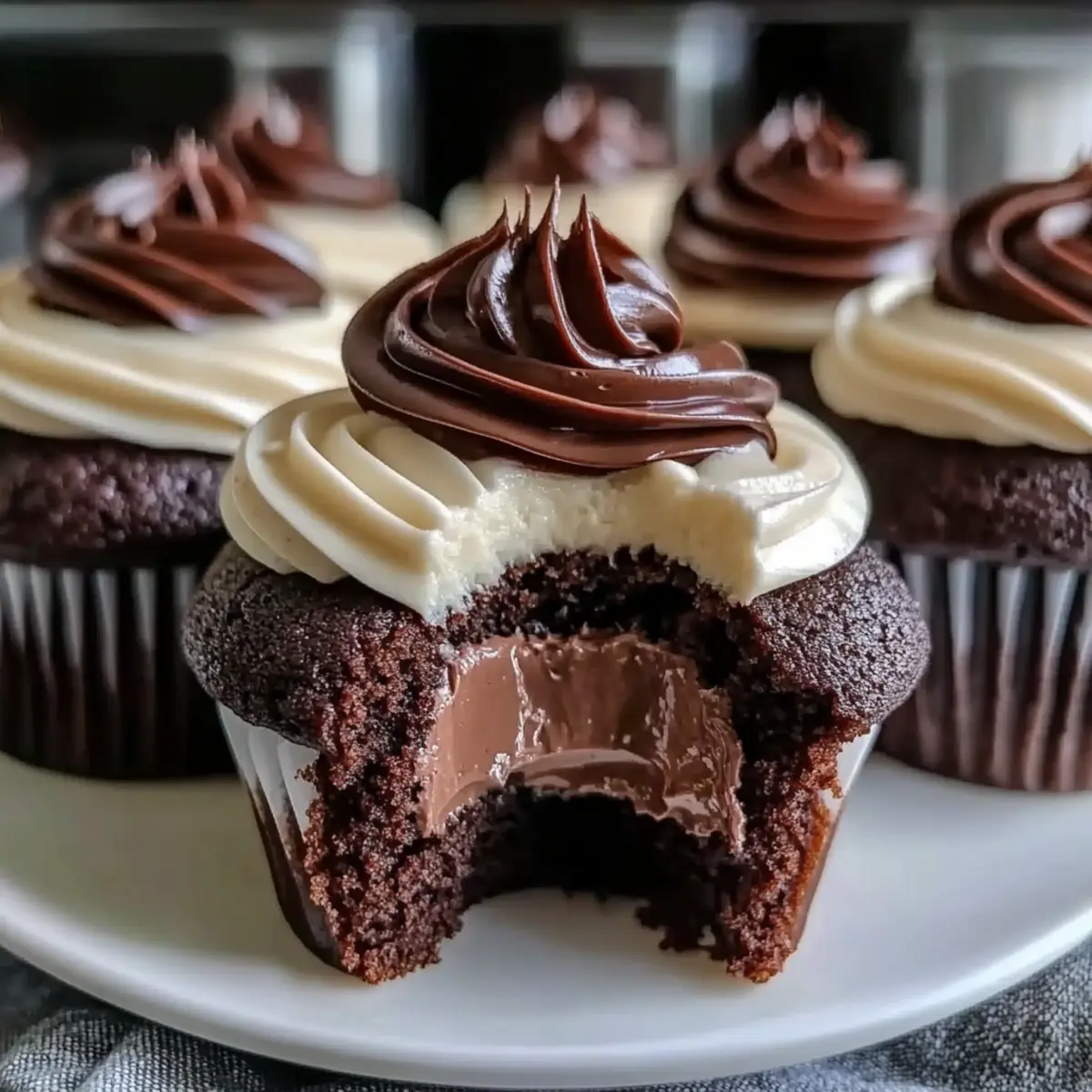 Swirled Chocolate Cupcakes with Creamy Chocolate Filling Delight