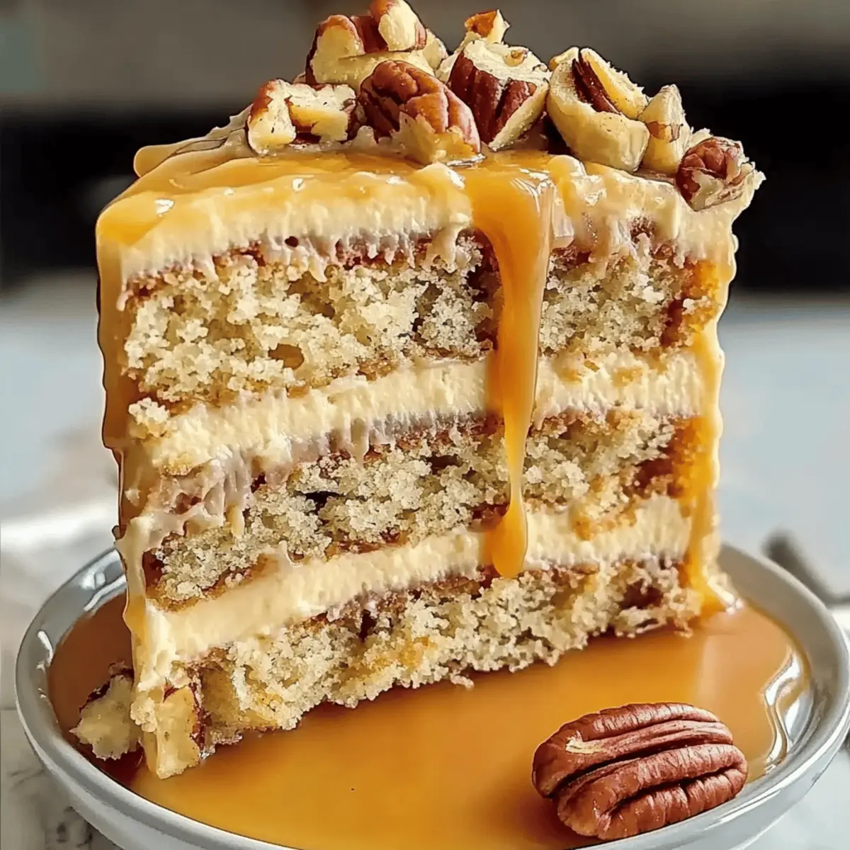 Indulge in Banana Pecan Caramel Cake: A Sweet Delight!