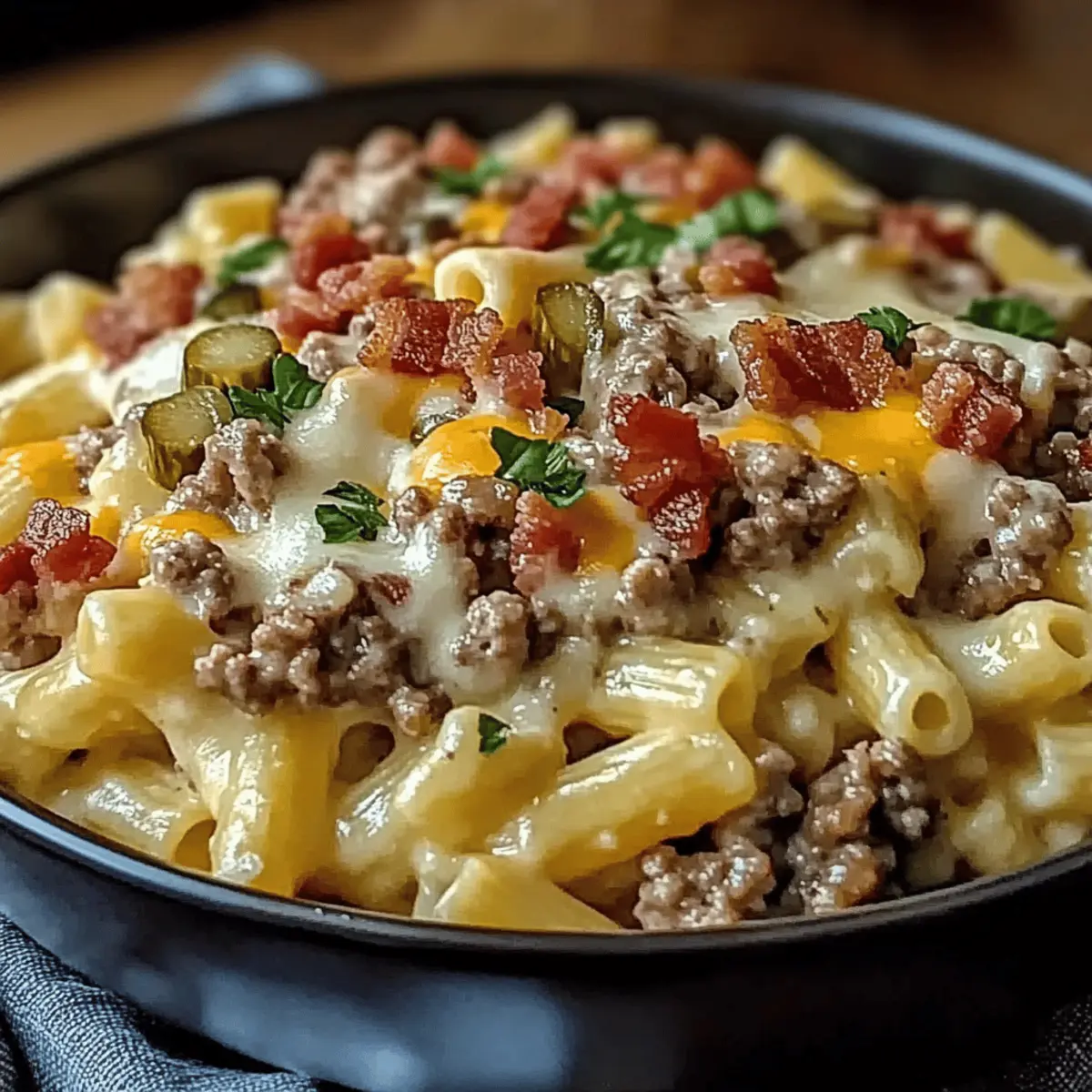 Loaded Cheeseburger Alfredo Pasta: Comfort in Every Bite