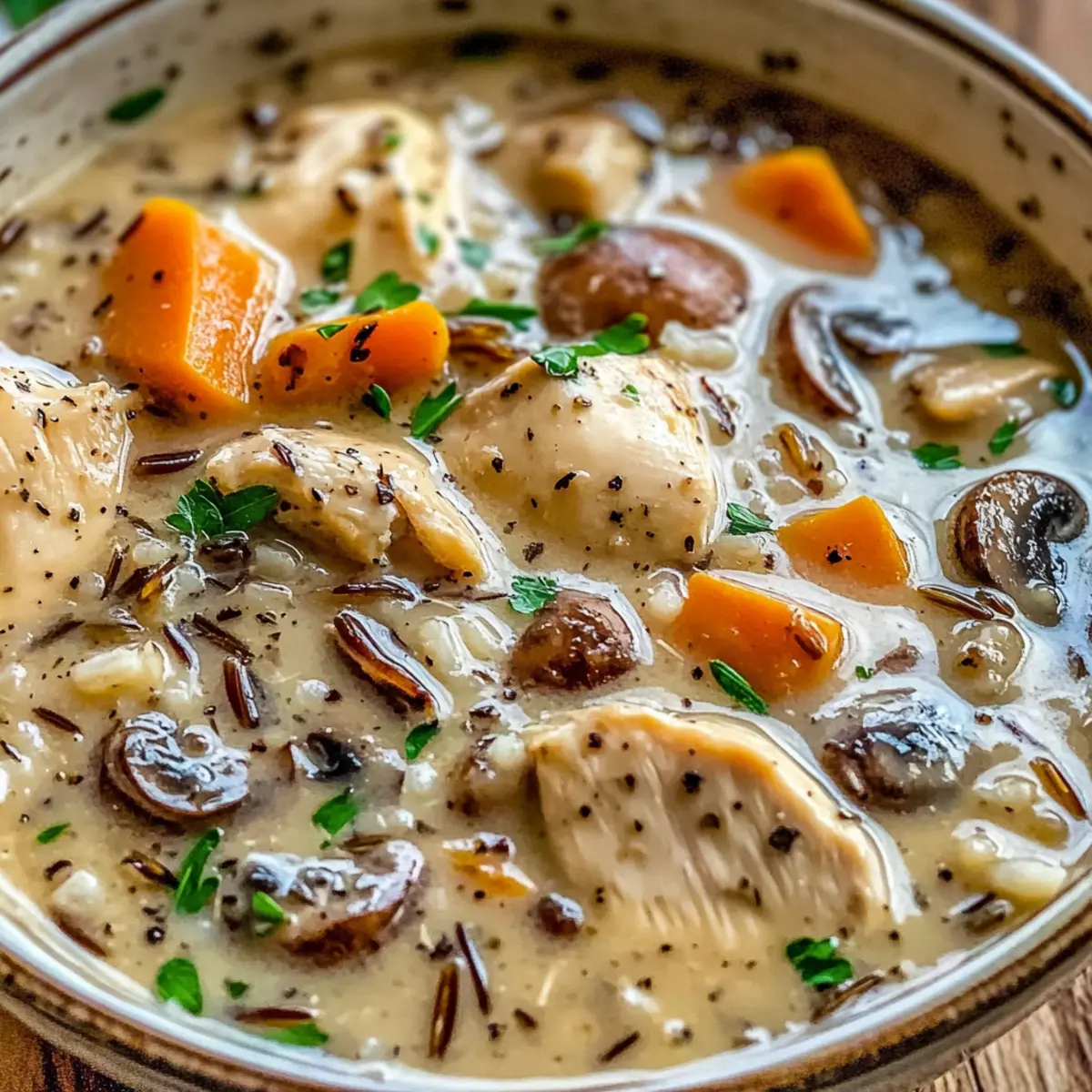 Creamy Mushroom Chicken Wild Rice Soup for Cozy Evenings