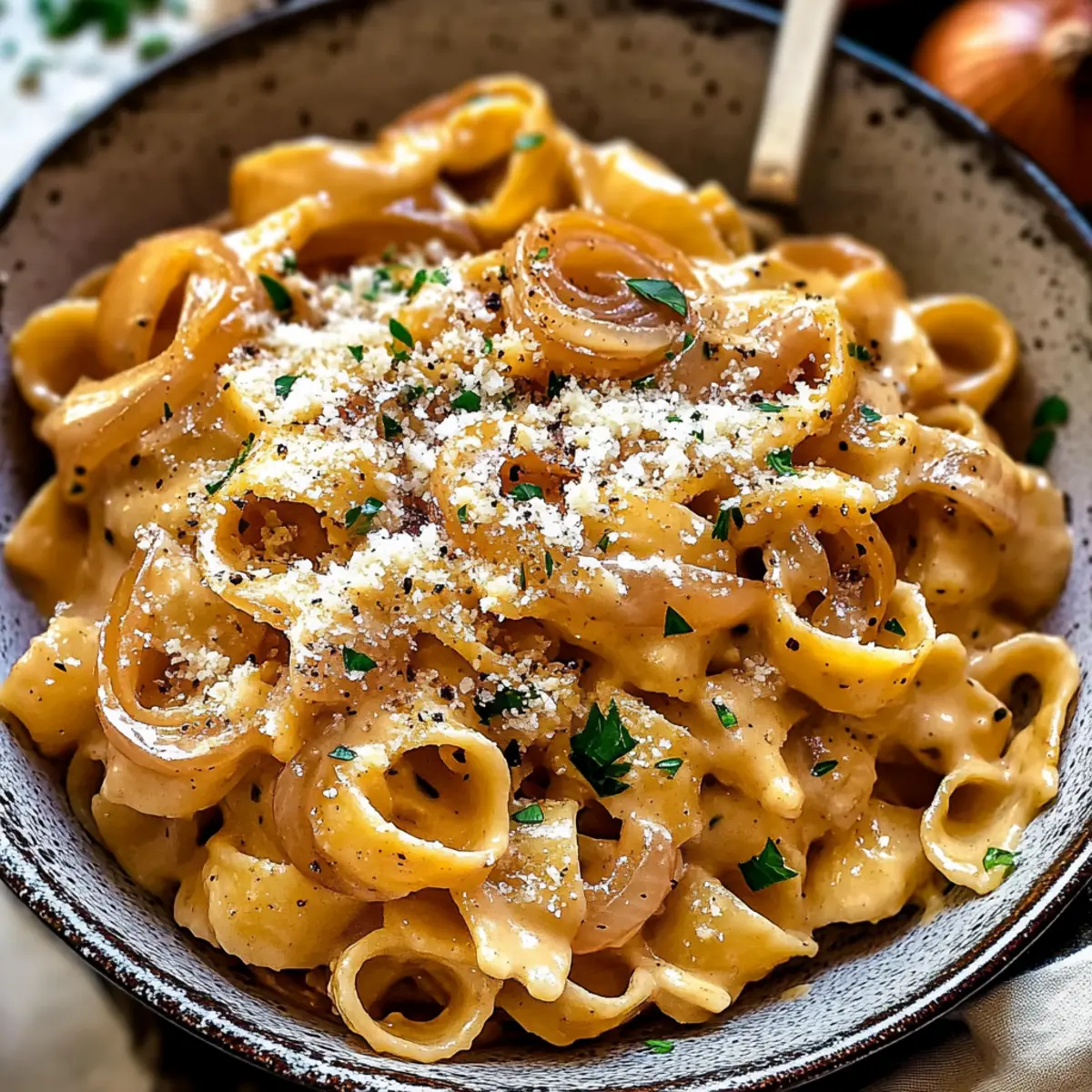 Cozy One Pot French Onion Pasta That's Ready in 40 Minutes
