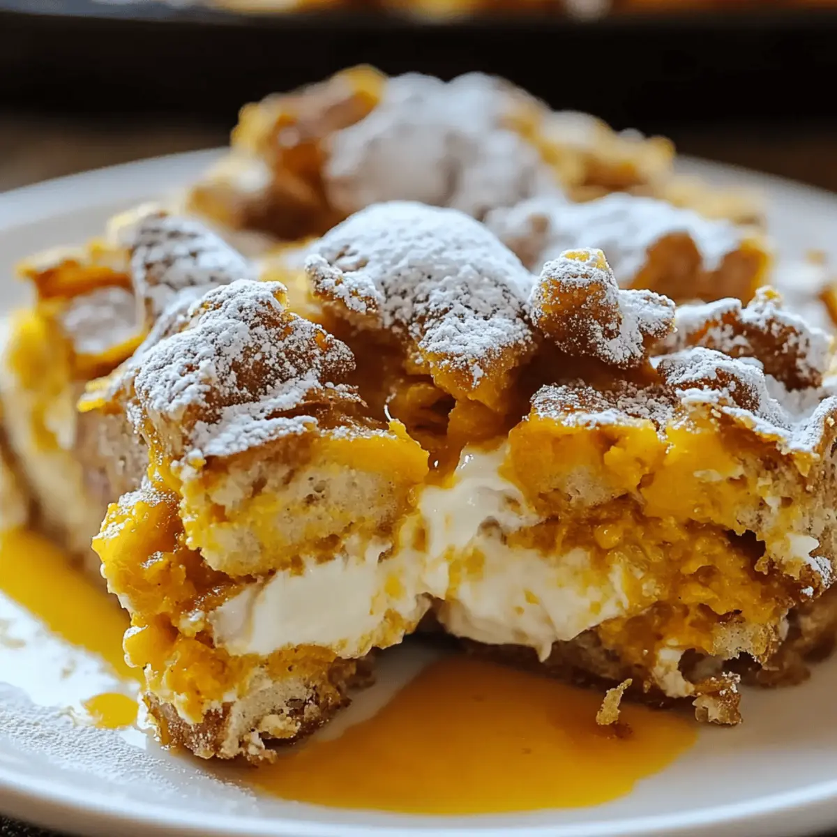 Decadent Pumpkin French Toast Bake w Cream Cheese Filling