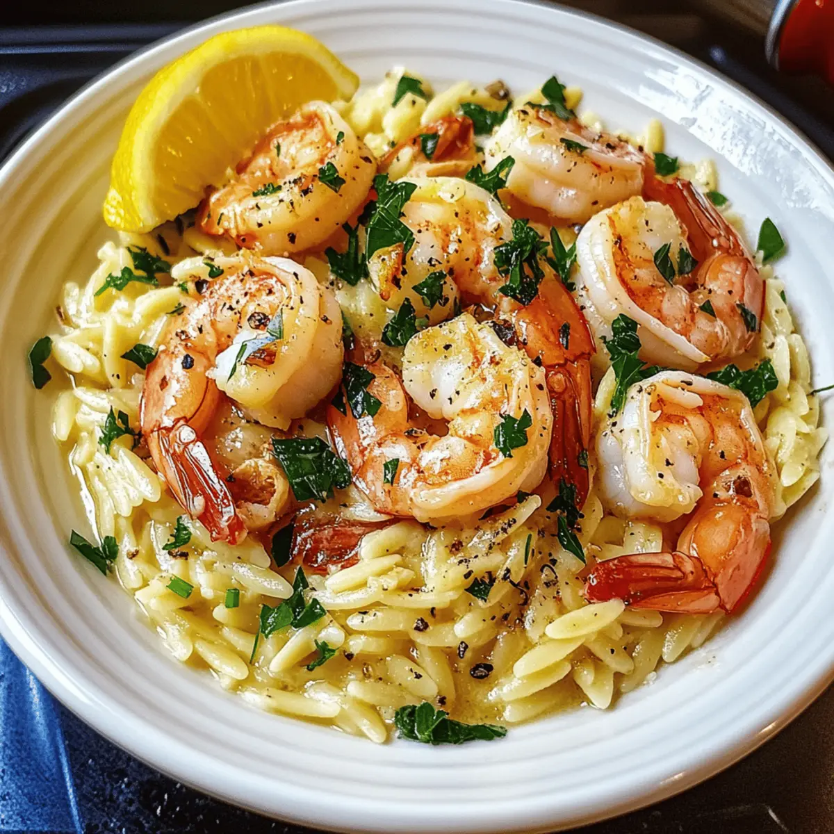 Shrimp Orzo in Lemon Garlic Sauce for a Quick Flavor Boost