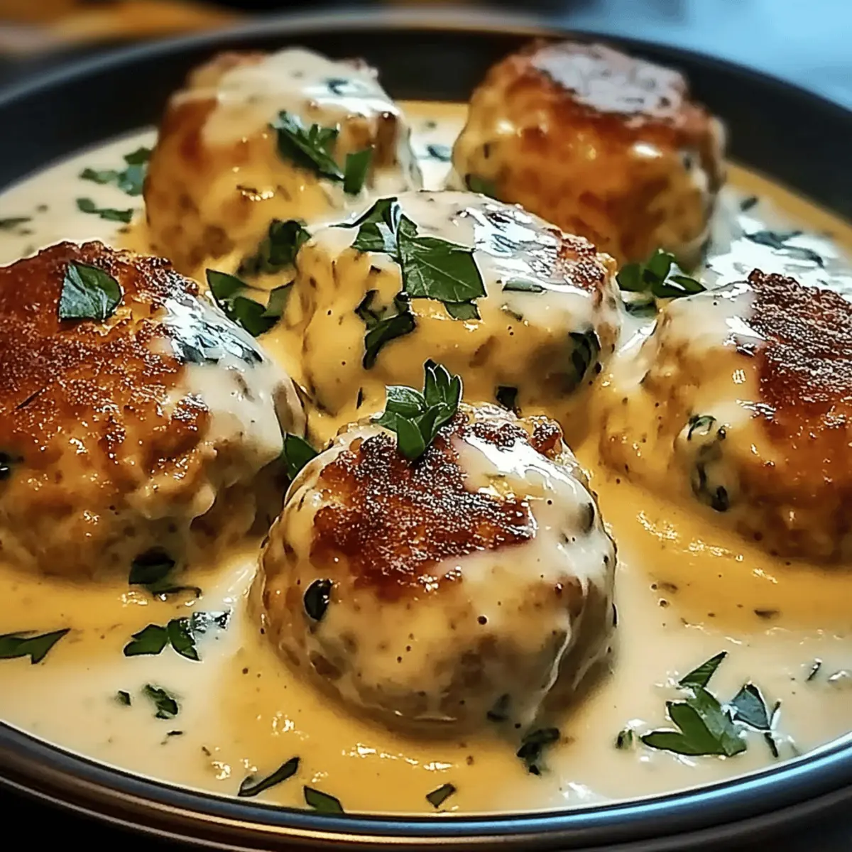 Savory Chicken Ricotta Meatballs with Spinach Alfredo Sauce