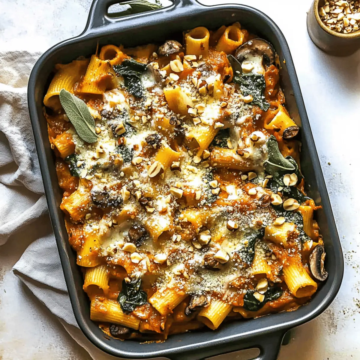 Savory Pasta Bake with Pumpkin Tomato Sauce for Cozy Nights