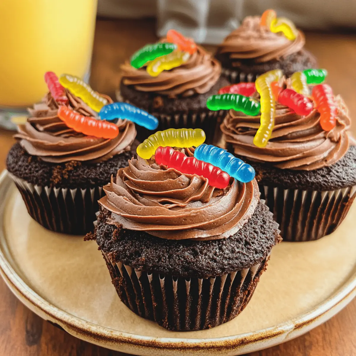 Delicious Dirt Cupcakes with Gummy Worms for Fun Parties