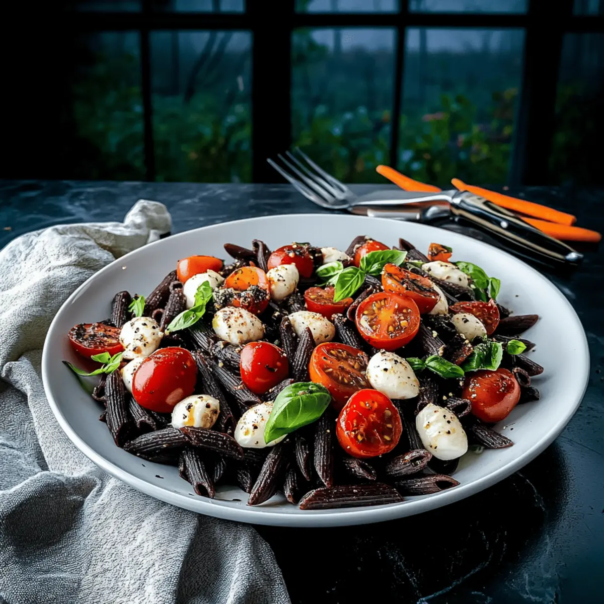 Spooky Halloween Caprese Pasta Salad for a Fun Festive Feast