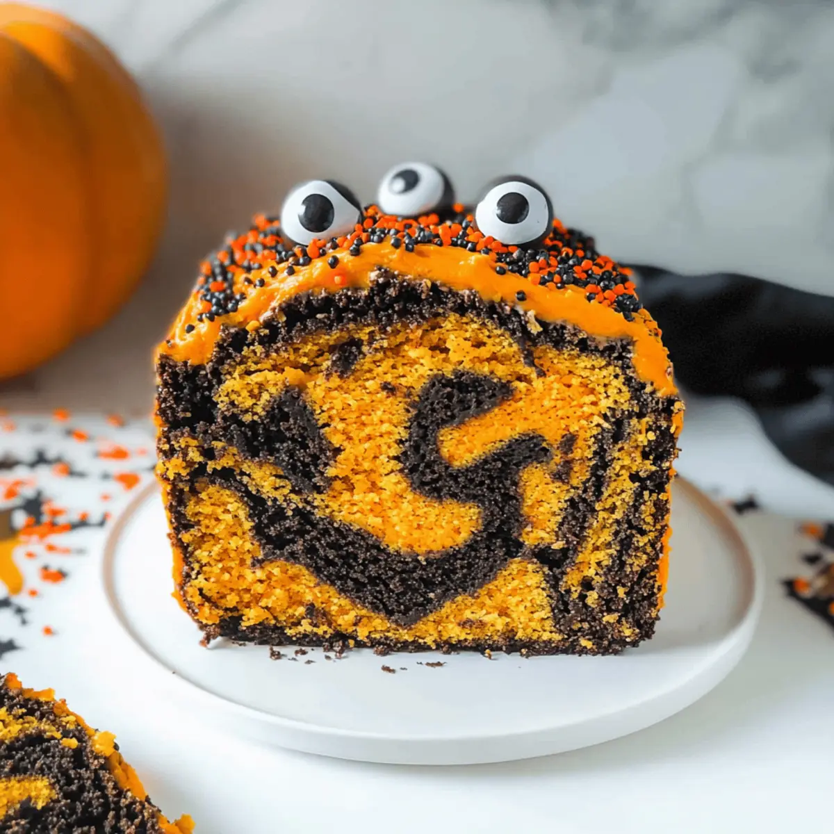Irresistible Orange and Black Halloween Marble Cake Delight