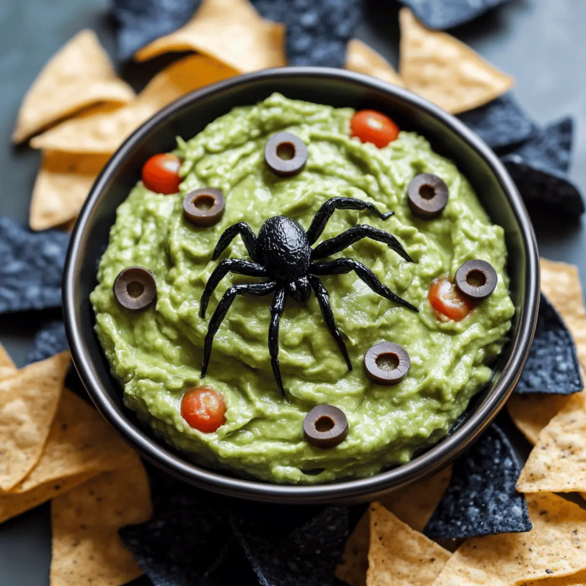 Delightful Swamp Guac with Creepy Crawler Chips for Halloween
