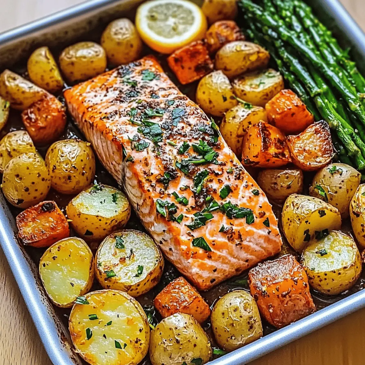 Sheetpan Salmon and Potatoes With Veggies in 30 Minutes
