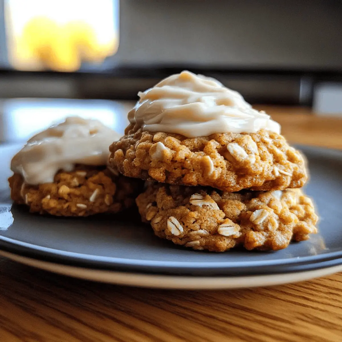 Soft Chewy Pumpkin Oatmeal Cookies with Maple Frosting Magic