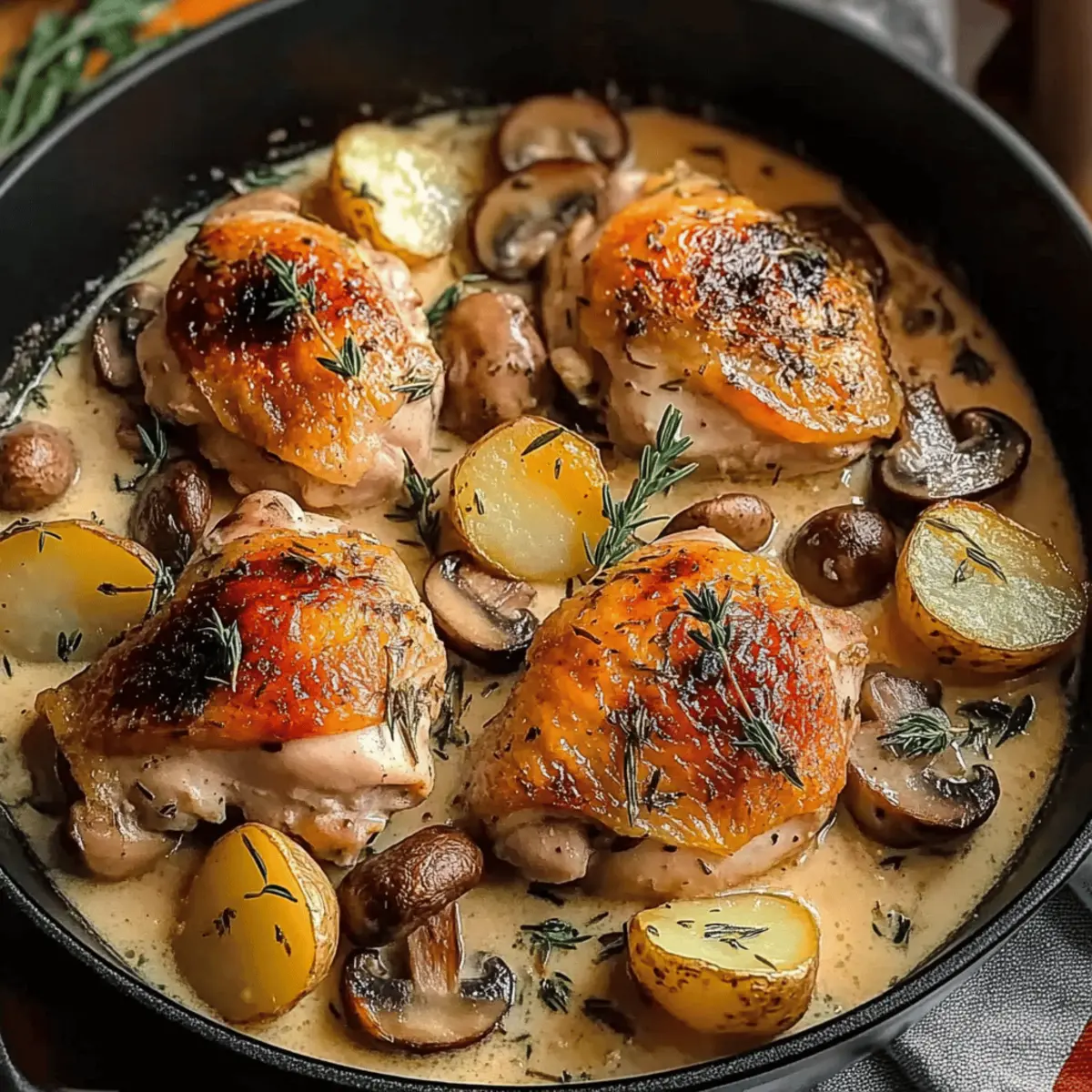 Irresistible Herb Roasted Chicken in Creamy White Sauce Delight
