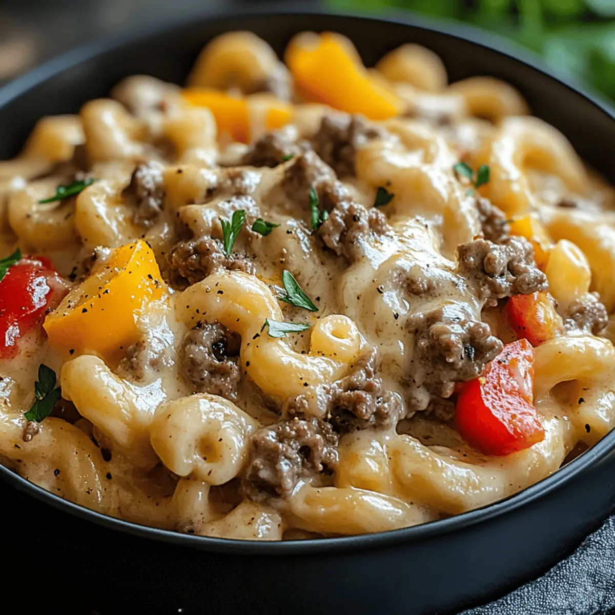 Creamy Philly Cheesesteak Mac & Cheese for Cozy Nights