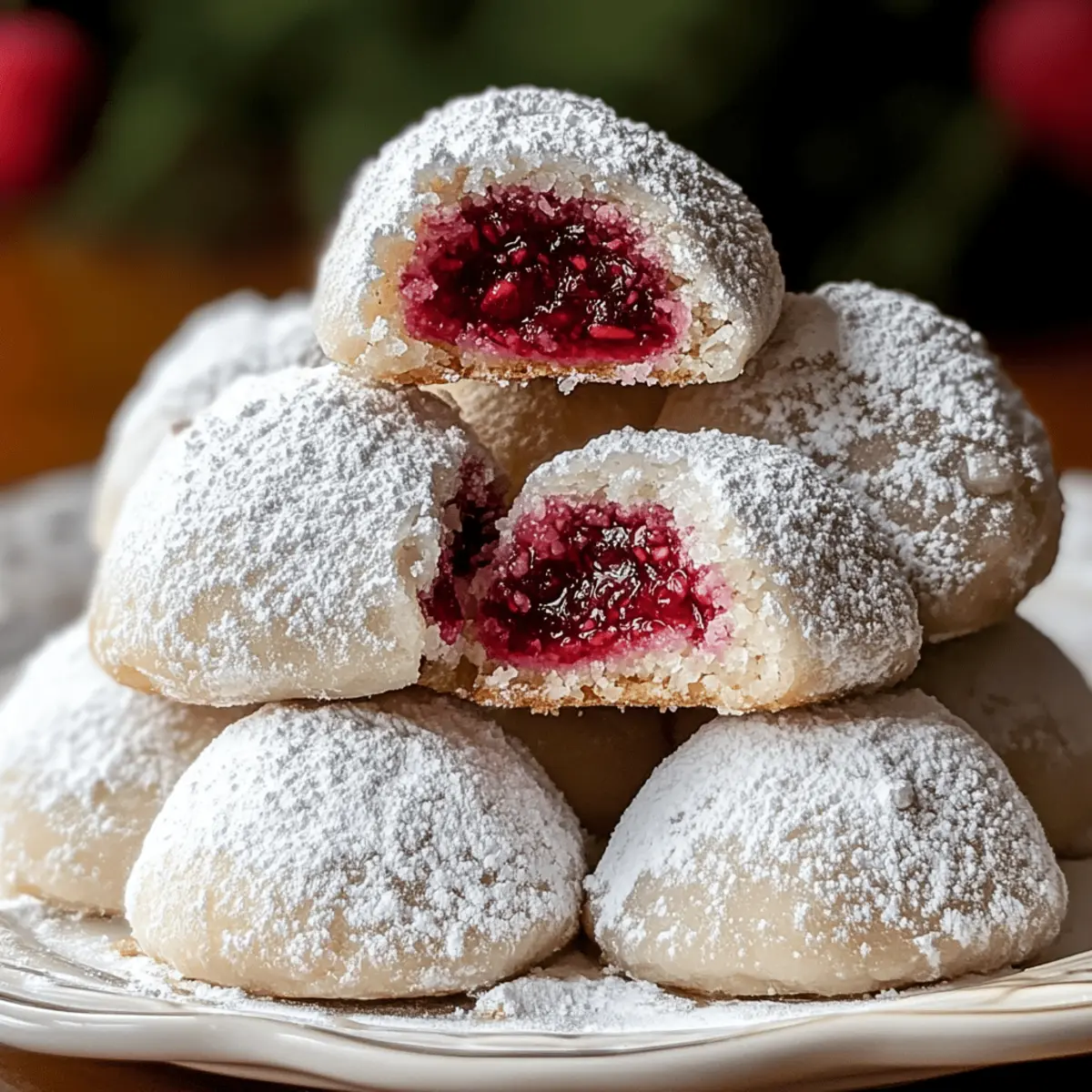 Raspberry Filled Almond Snowball Cookies for a Sweet Escape