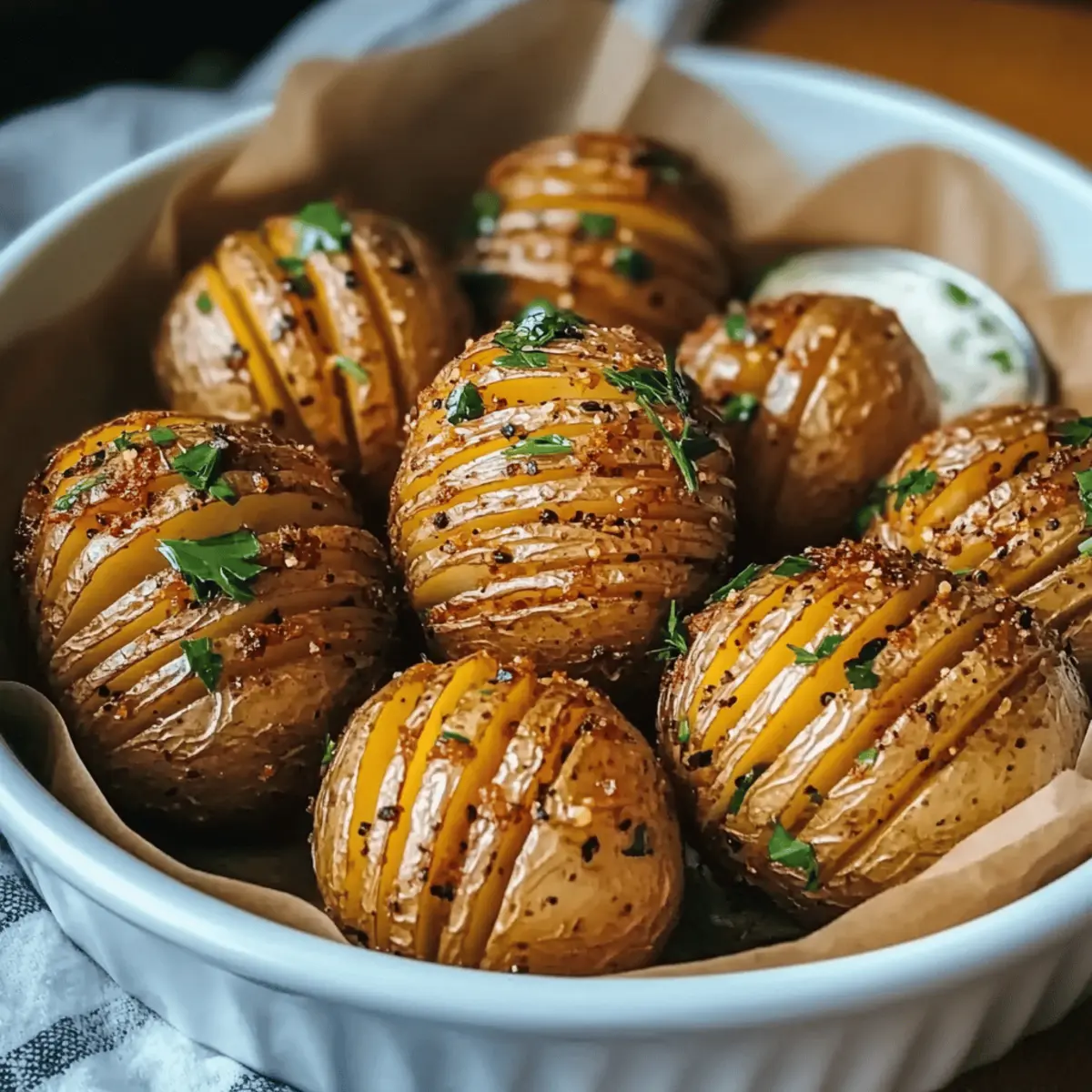 Salt & Pepper Mini Hasselback Potatoes with Cajun Delight