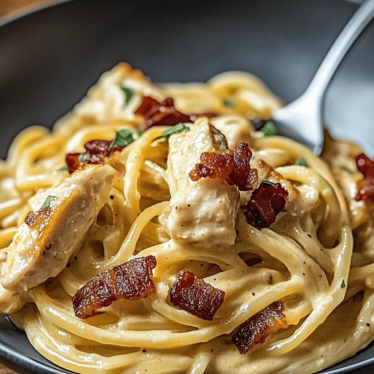 Creamy Carbonara with Crispy Chicken & Bacon for Cozy Nights