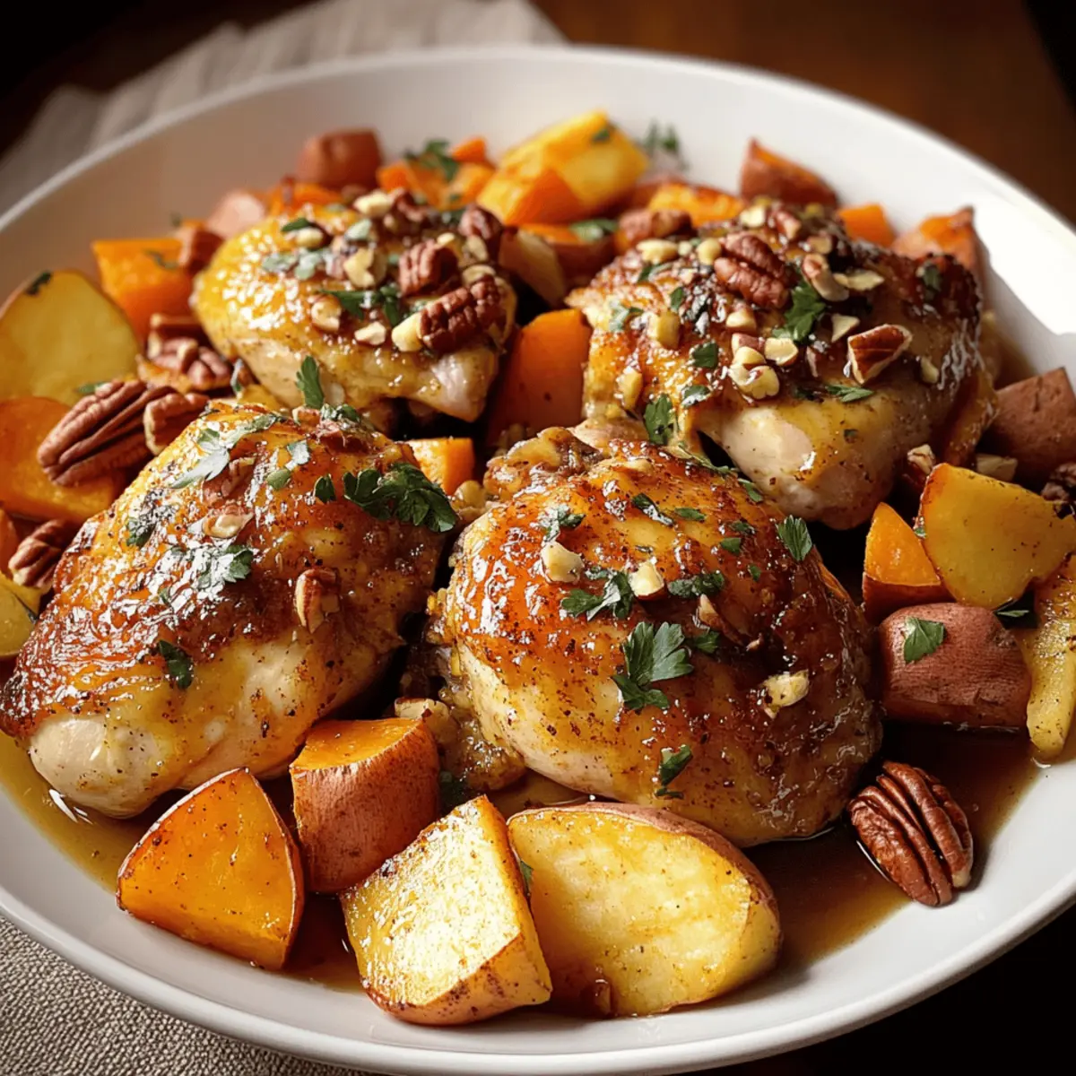 Cozy Autumn Chicken Dinner with Sweet Potatoes and Apples