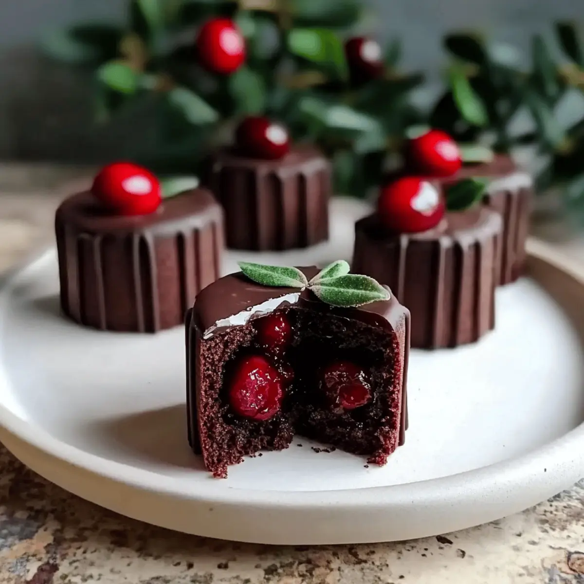 Chocolate Cranberry Christmas Mini Cakes for Joyful Holidays