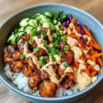 Korean BBQ Chicken Bowls with Gochujang Cream Sauce