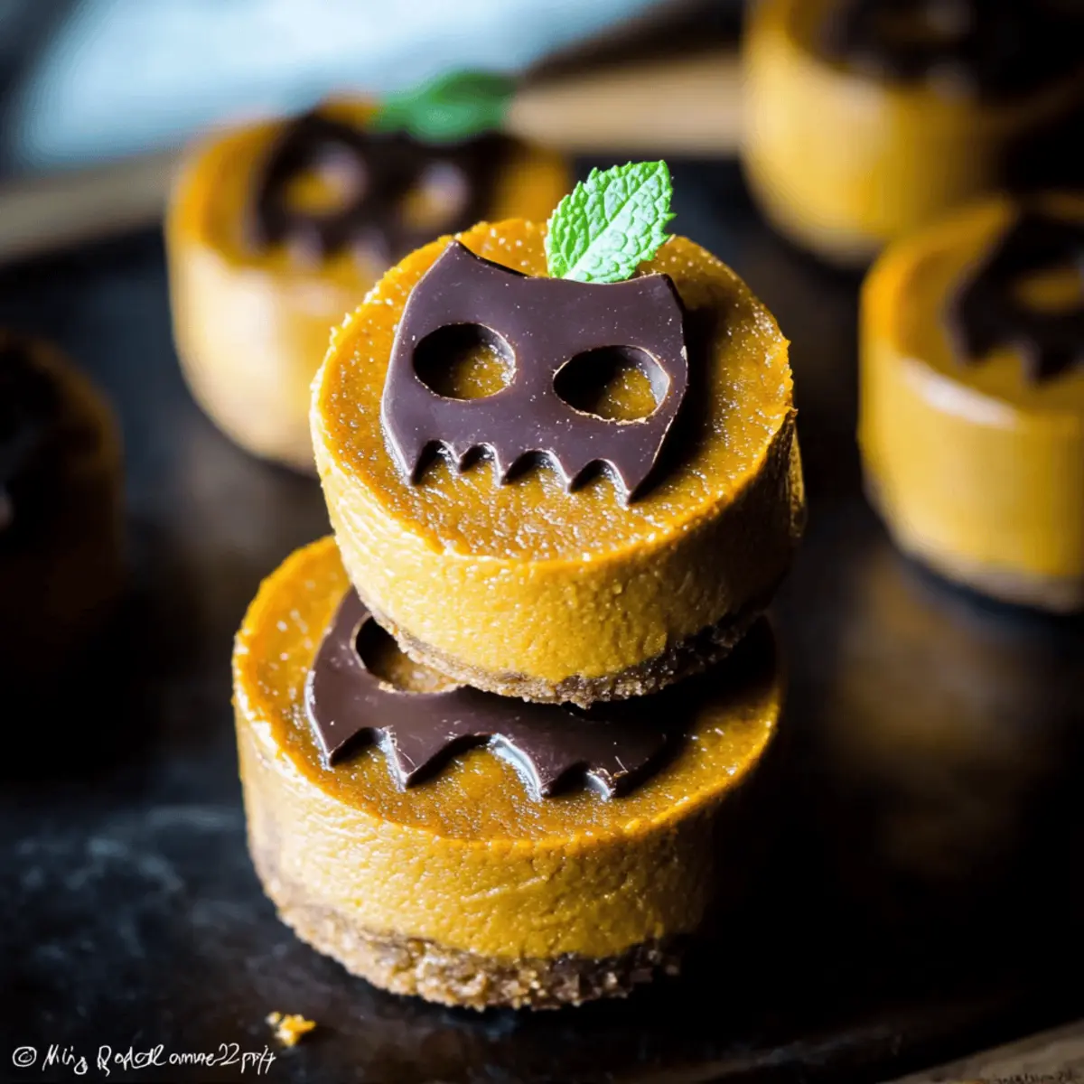 Mini Pumpkin Cheesecake Jack-O'-Lanterns for Spooky Celebrations