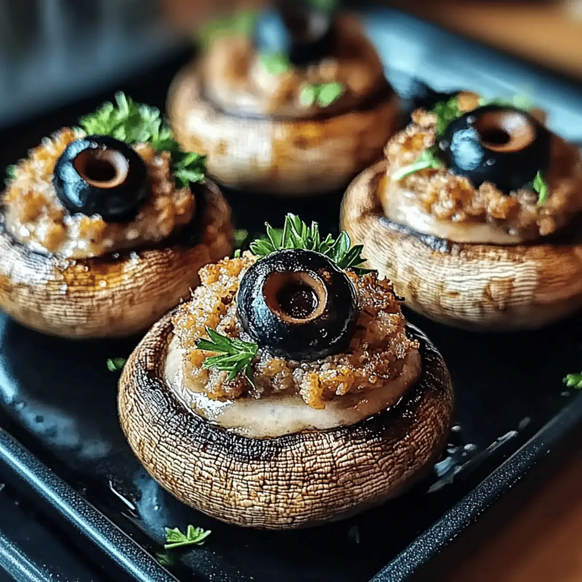 Deliciously Spooky Stuffed Mushroom Eyeballs for Fun Gatherings