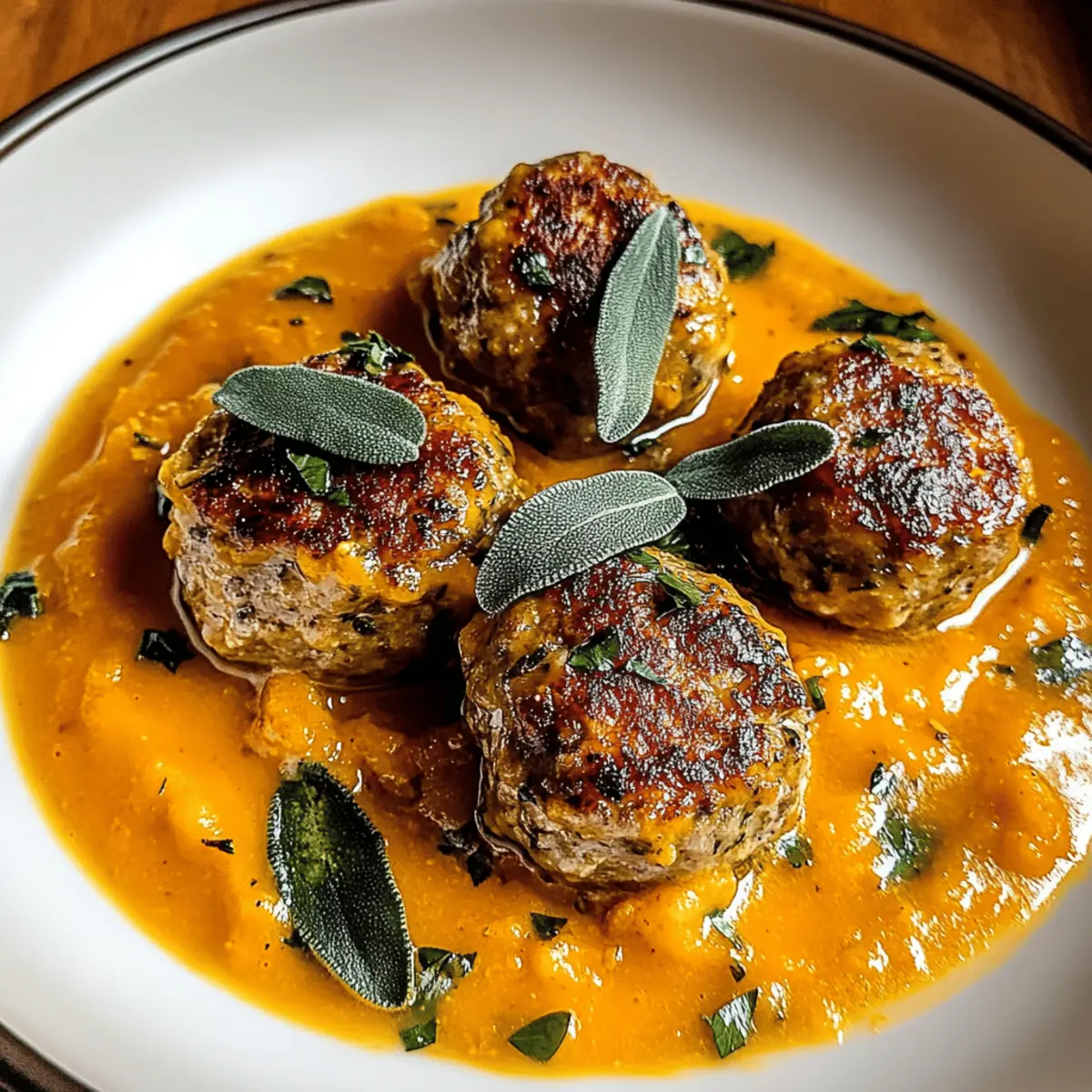 Tender Turkey Meatballs in Pumpkin Sage Sauce Delight