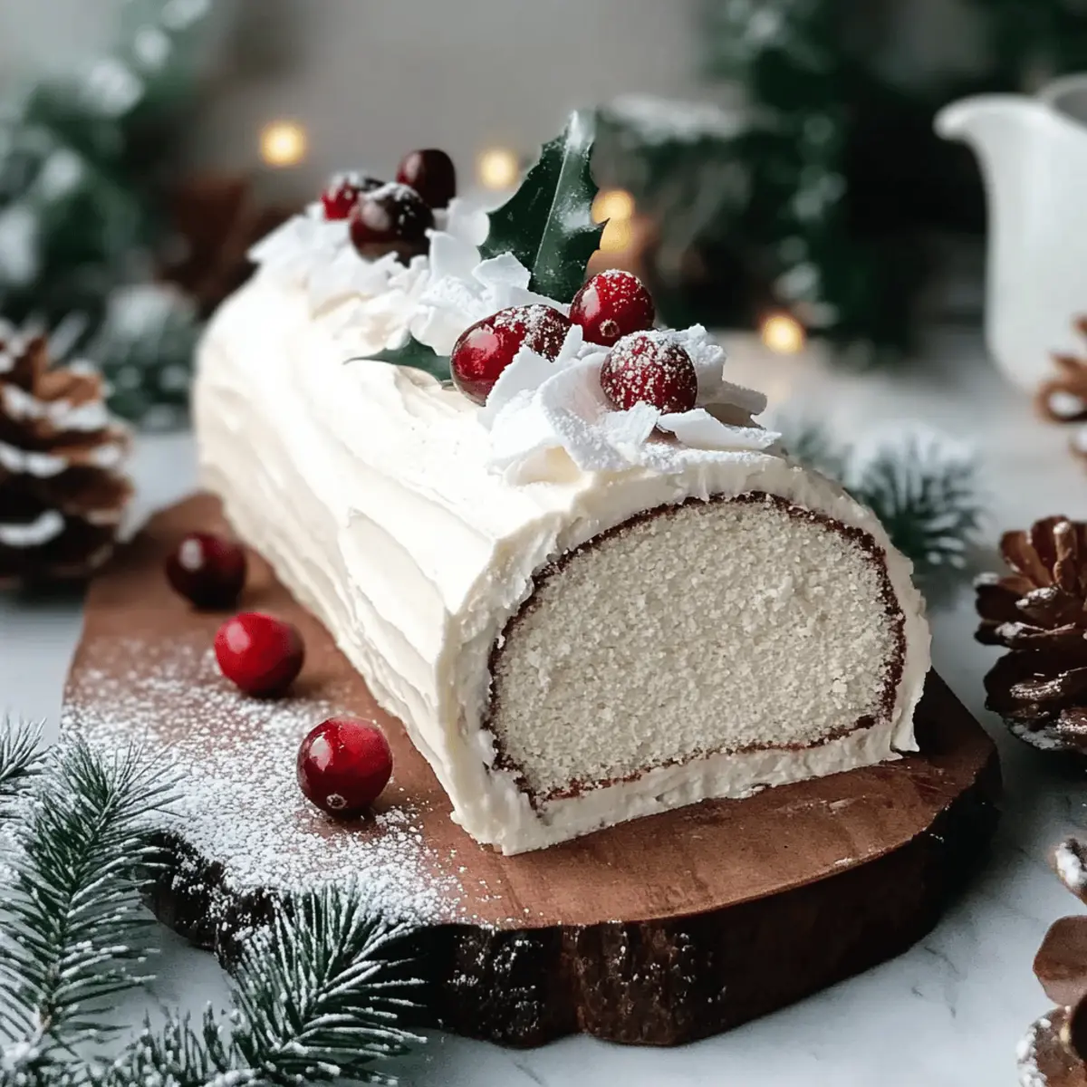 Delicious Vegan Yule Log with Creamy White Chocolate Frosting