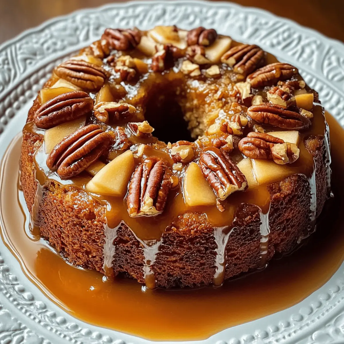 Apple Pecan Cake With Caramel Glaze for Cozy Fall Moments