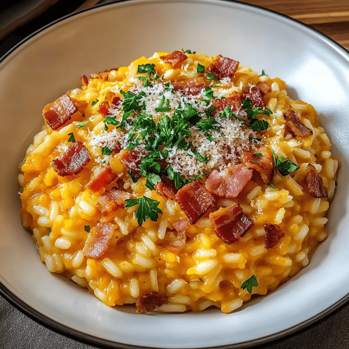 Creamy Pumpkin Risotto with Bacon & Parmesan Bliss