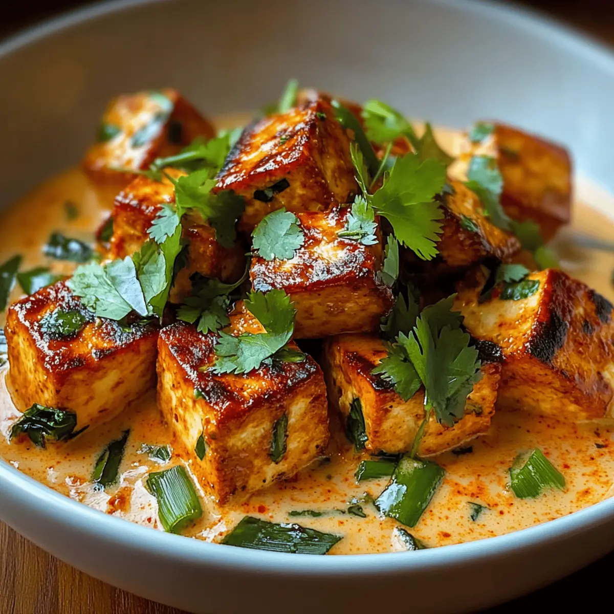 Spicy Tofu in Creamy Coconut Sauce for a Cozy Dinner Delight