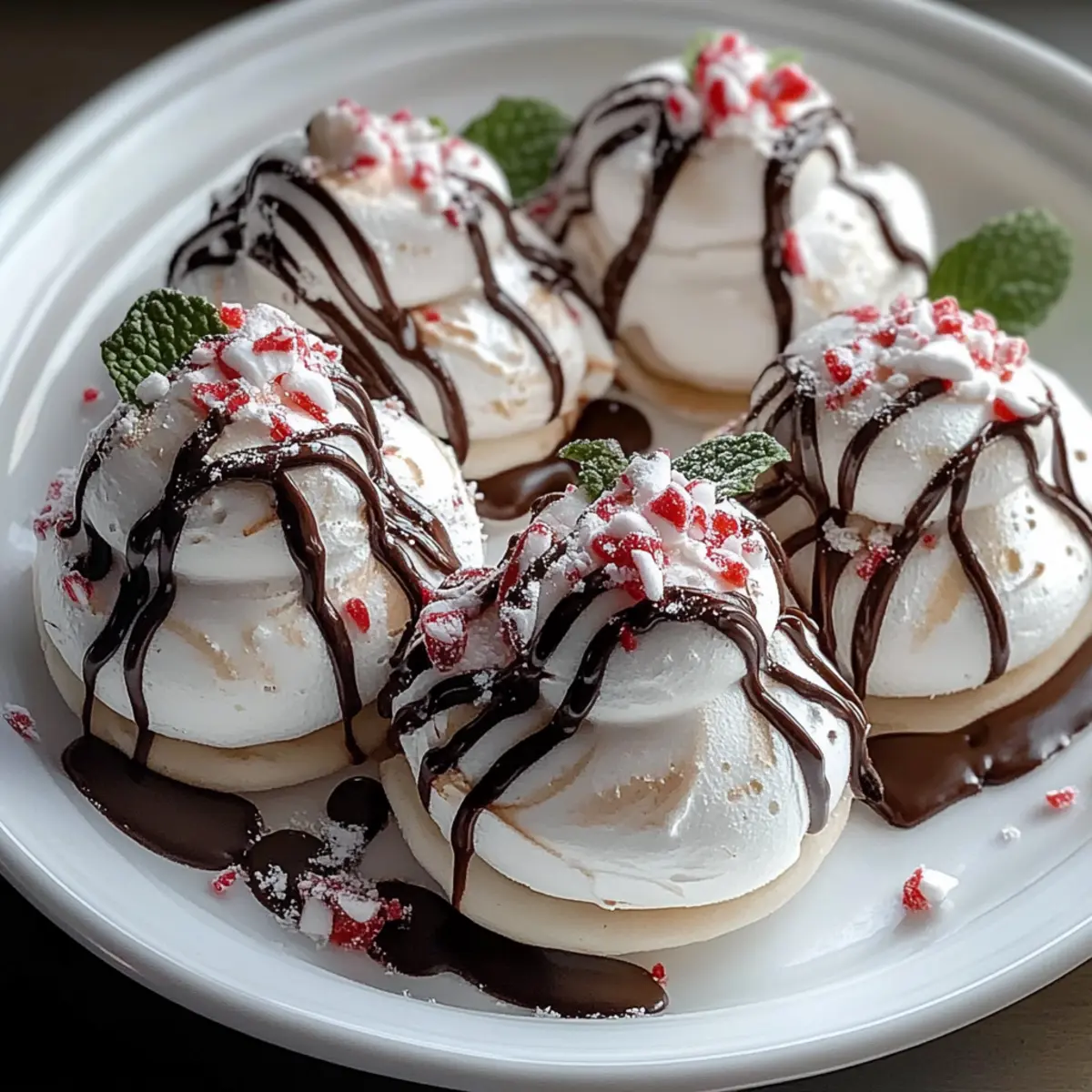 Delicate and Crispy Peppermint Meringues with Chocolate Drizzle