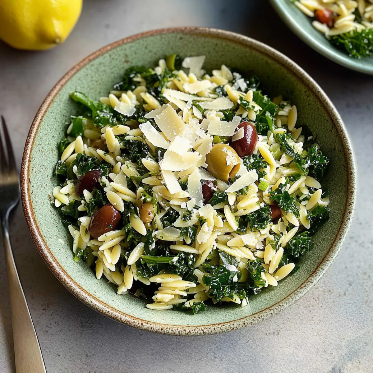 Bright Orzo Kale Salad with Zesty Lemon Vinaigrette Delight