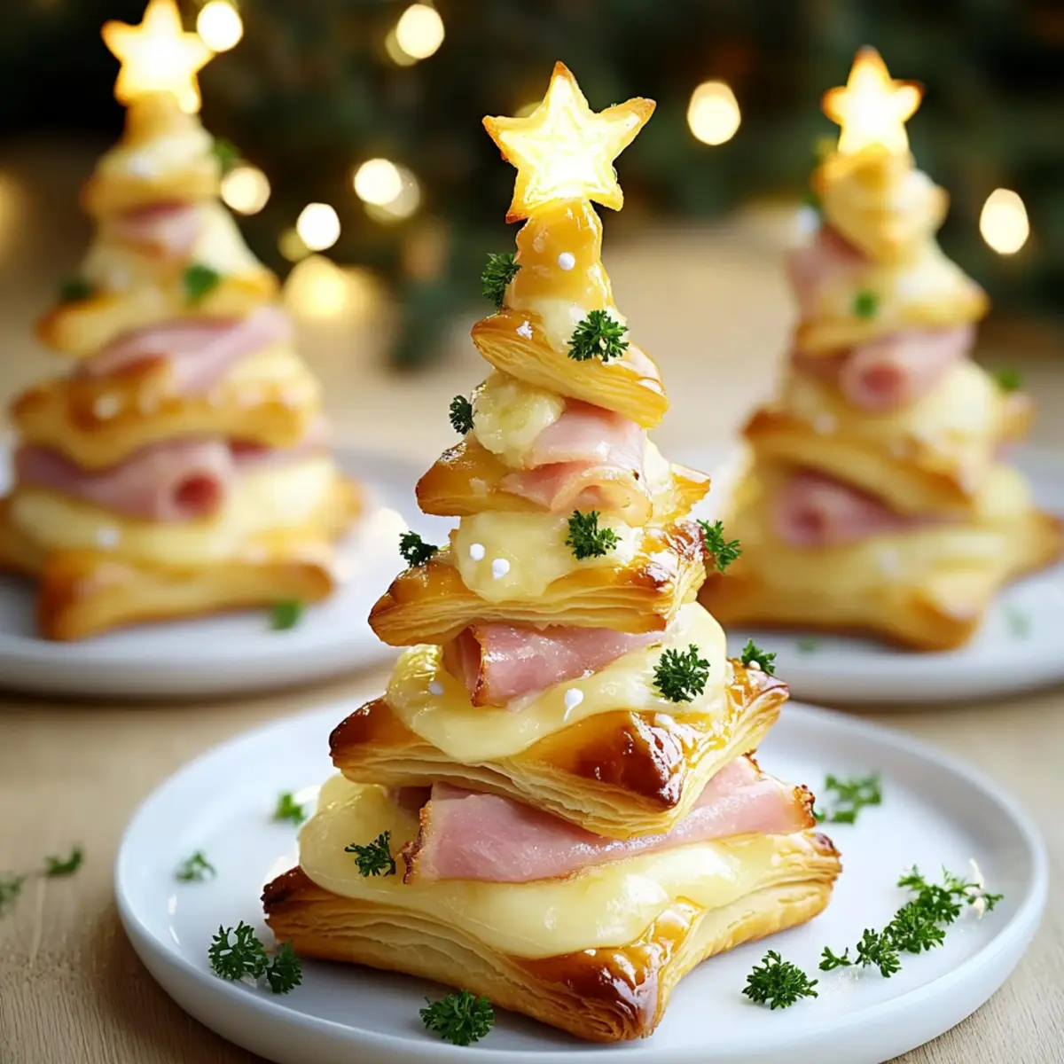 Delicious Festive Ham & Cheese Puff Pastry Christmas Trees