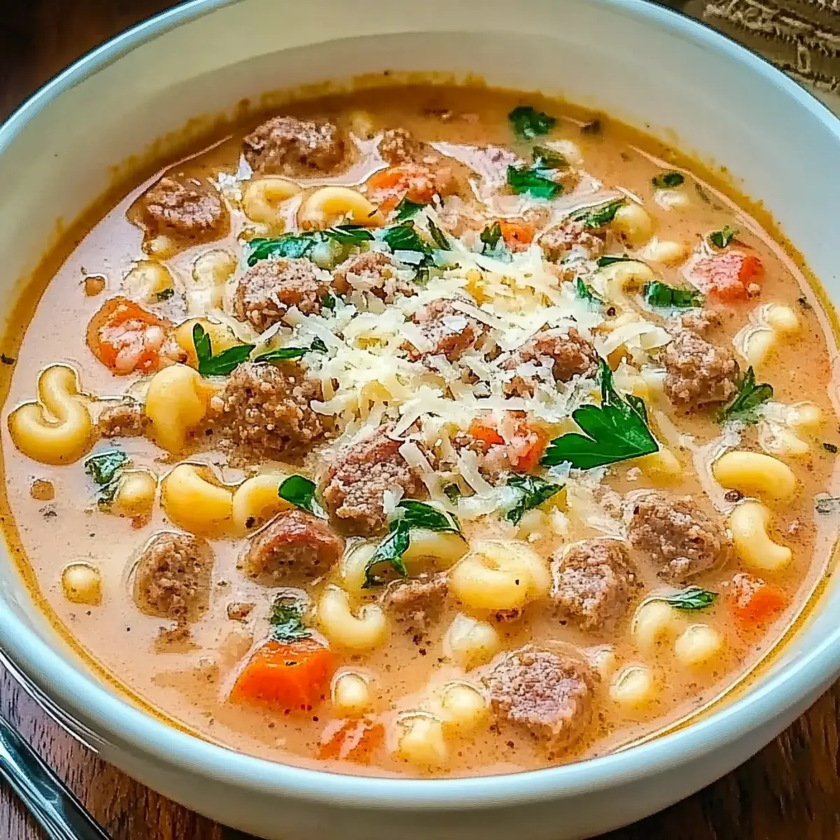 Creamy Parmesan Italian Beef Sausage Soup for Cozy Nights