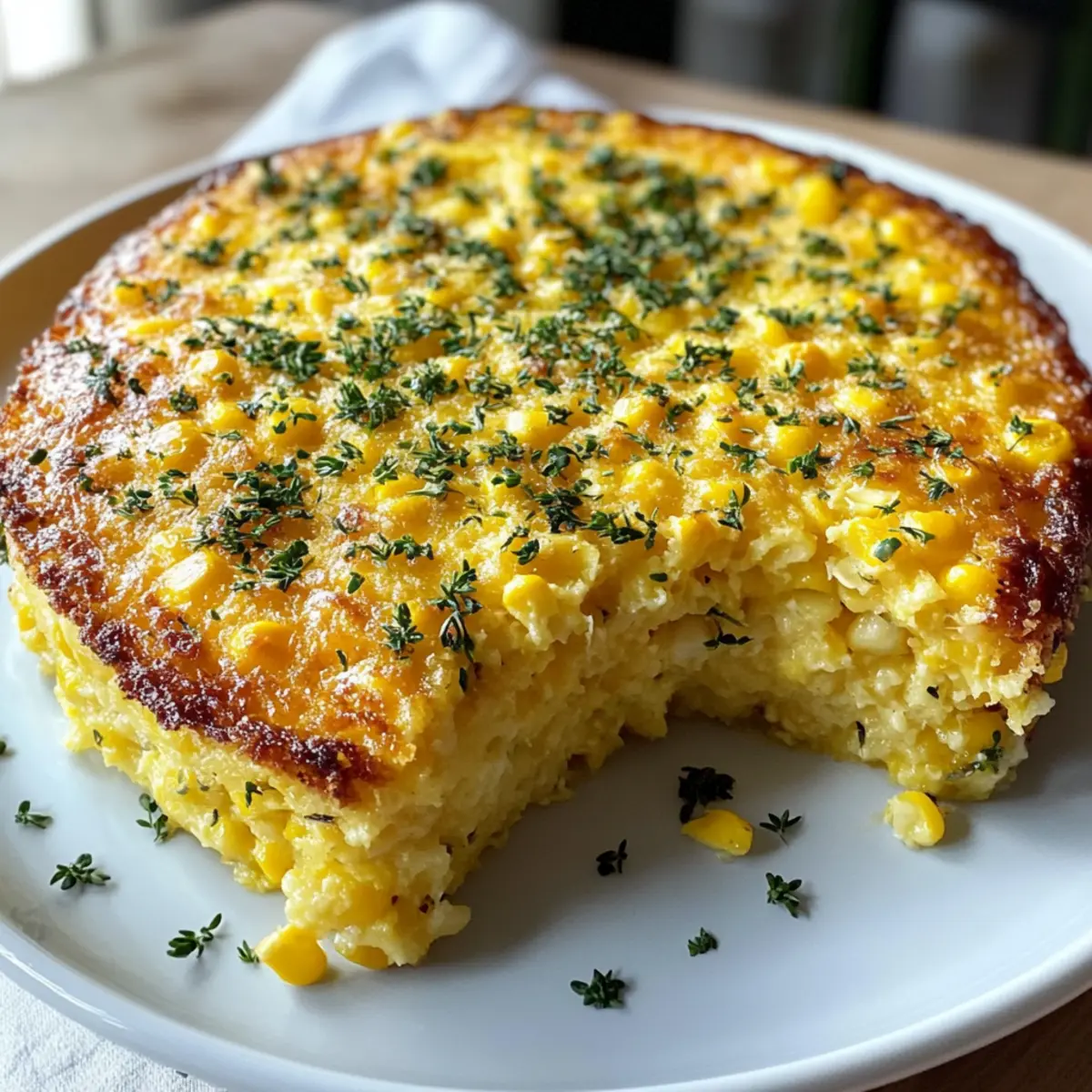 Savory Baked Corn Pudding with Cheddar and Herbs Delight