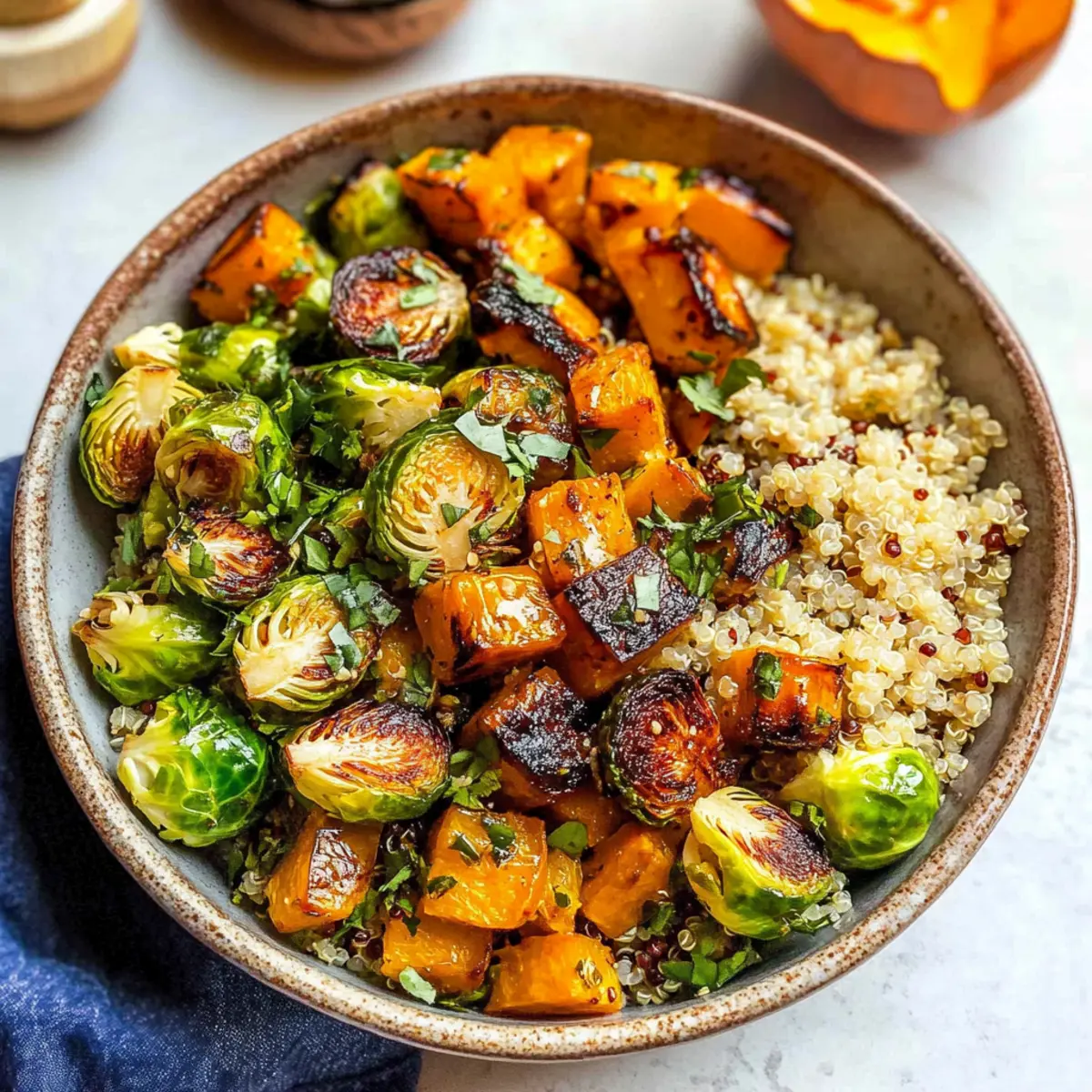 Quinoa Power Bowls with Maple Chipotle Brussels Delight