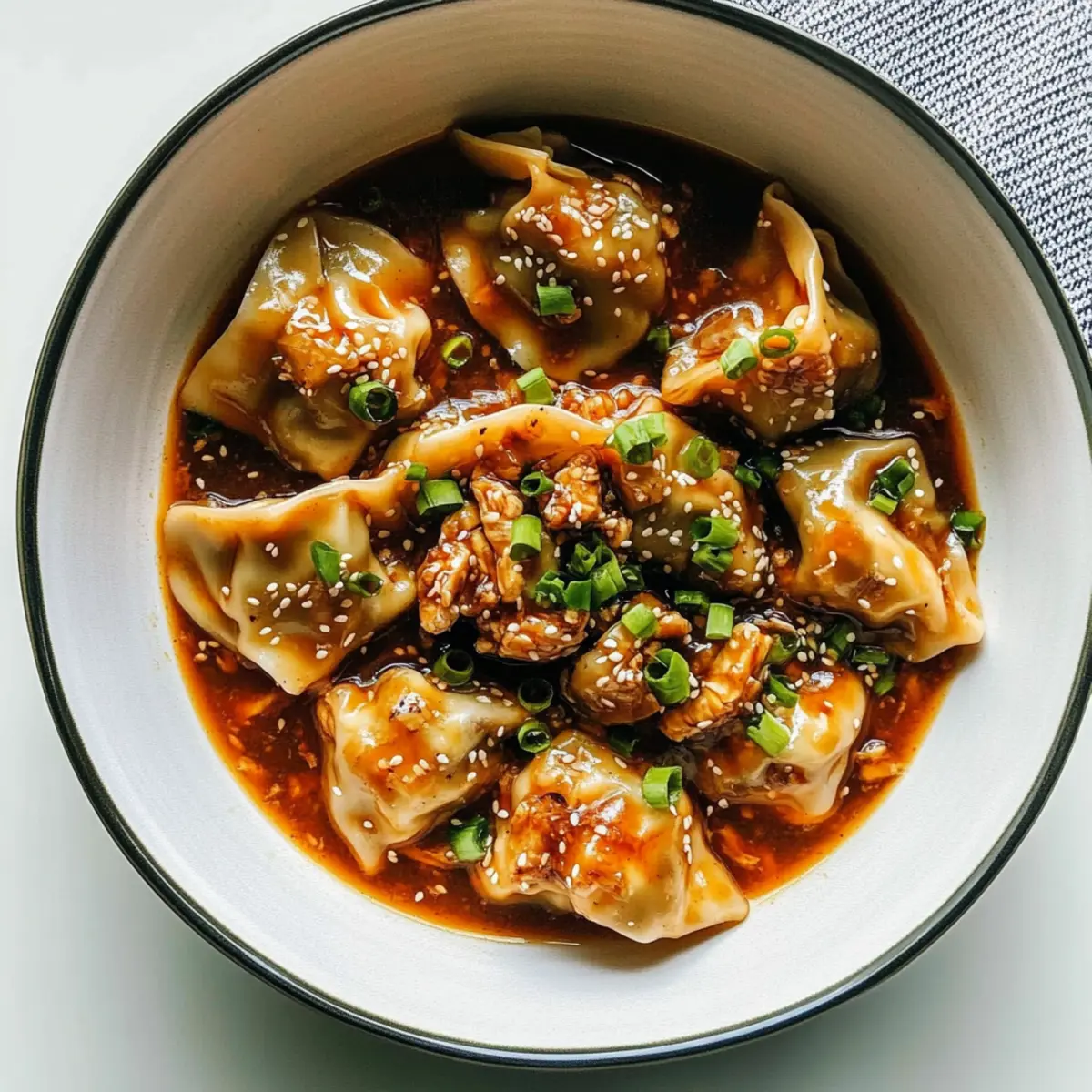 Chicken Wontons in Spicy Chili Sauce for a Cozy Night In