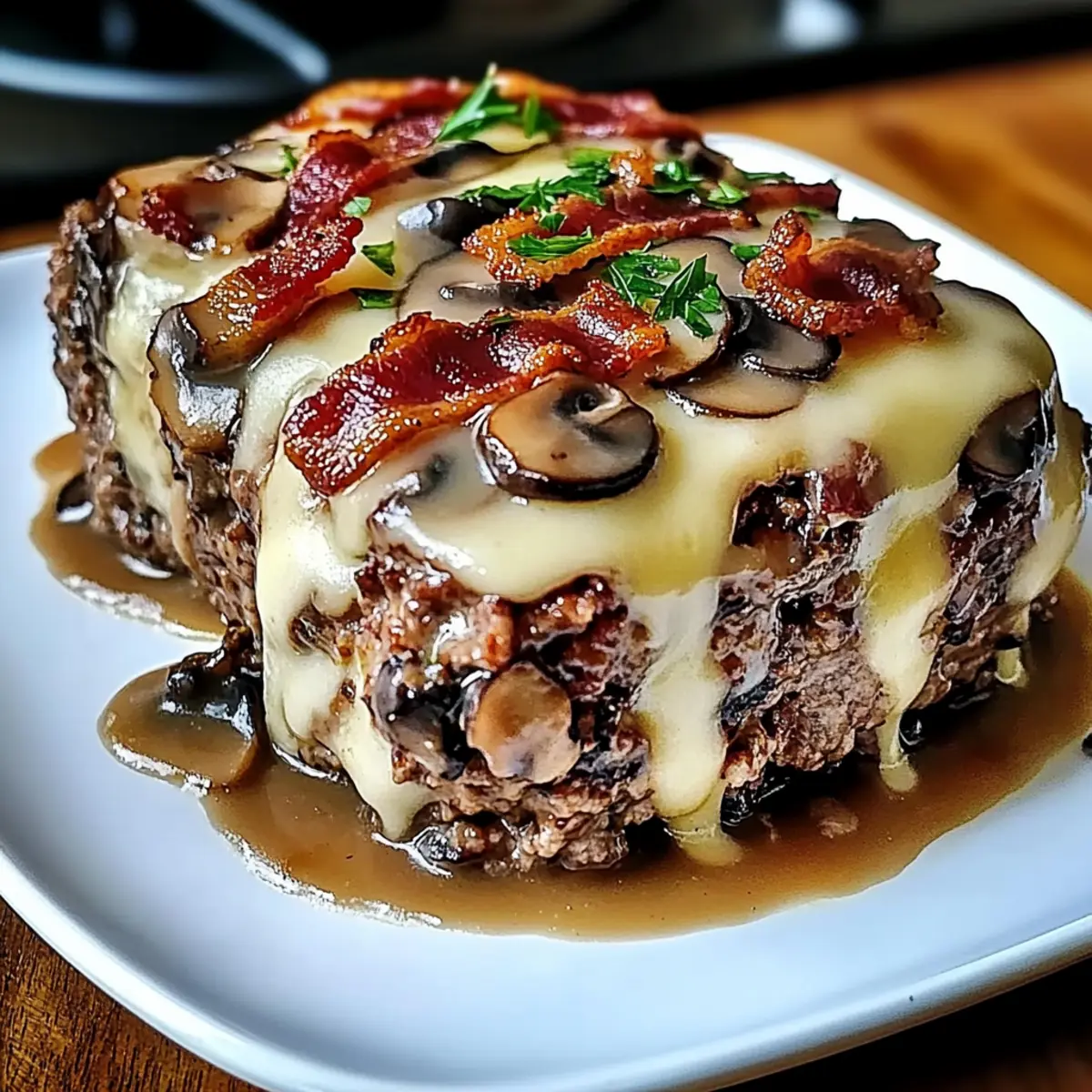 Bacon Mushroom Swiss Cheese Meatloaf That Everyone Loves