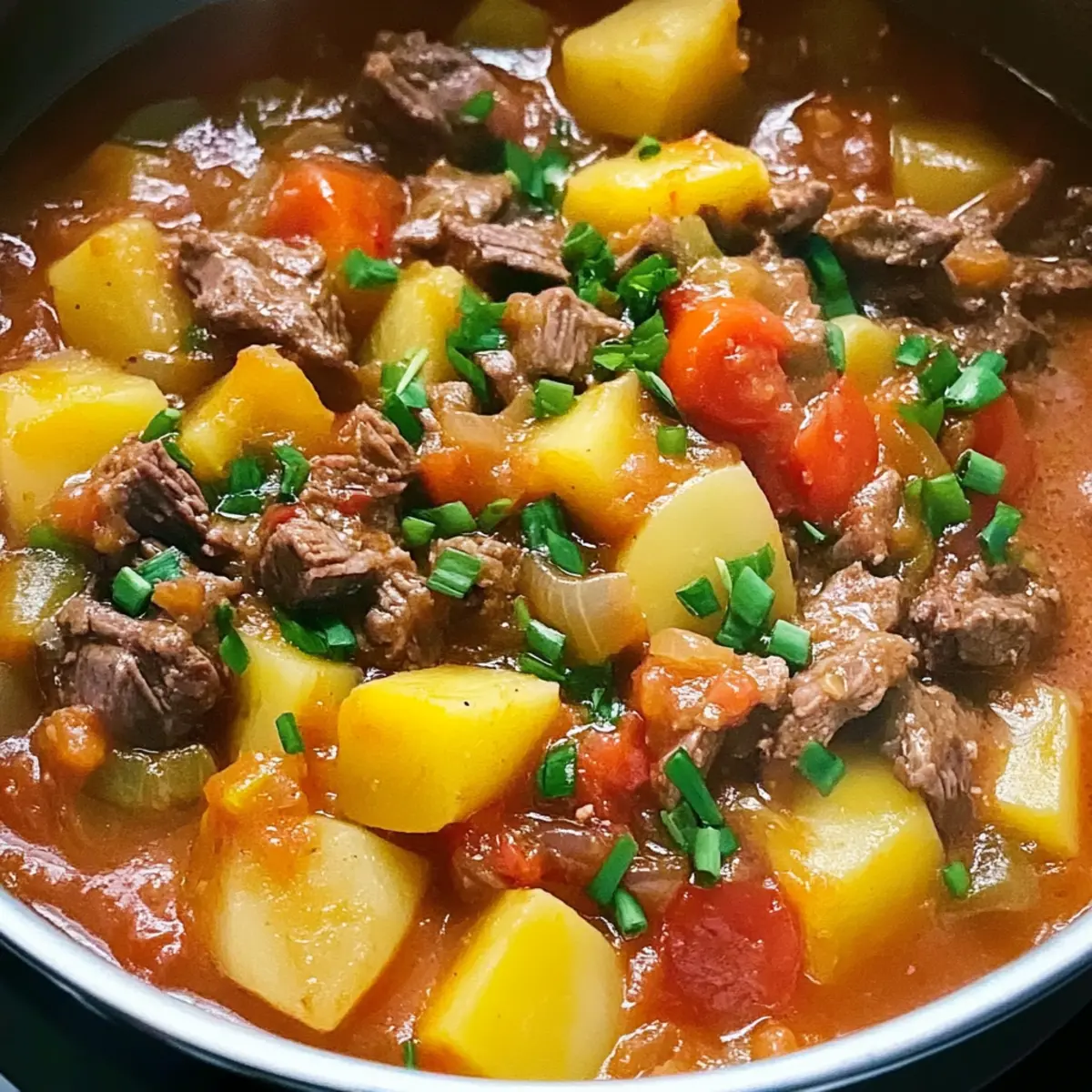 20 Minute Tomato Beef Stew for a Cozy Family Dinner