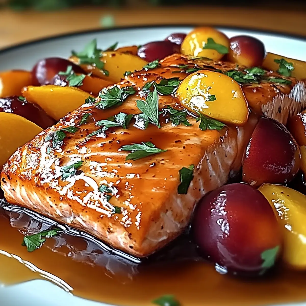 Bourbon Peach Roasted Salmon: A Sweet and Smoky Delight