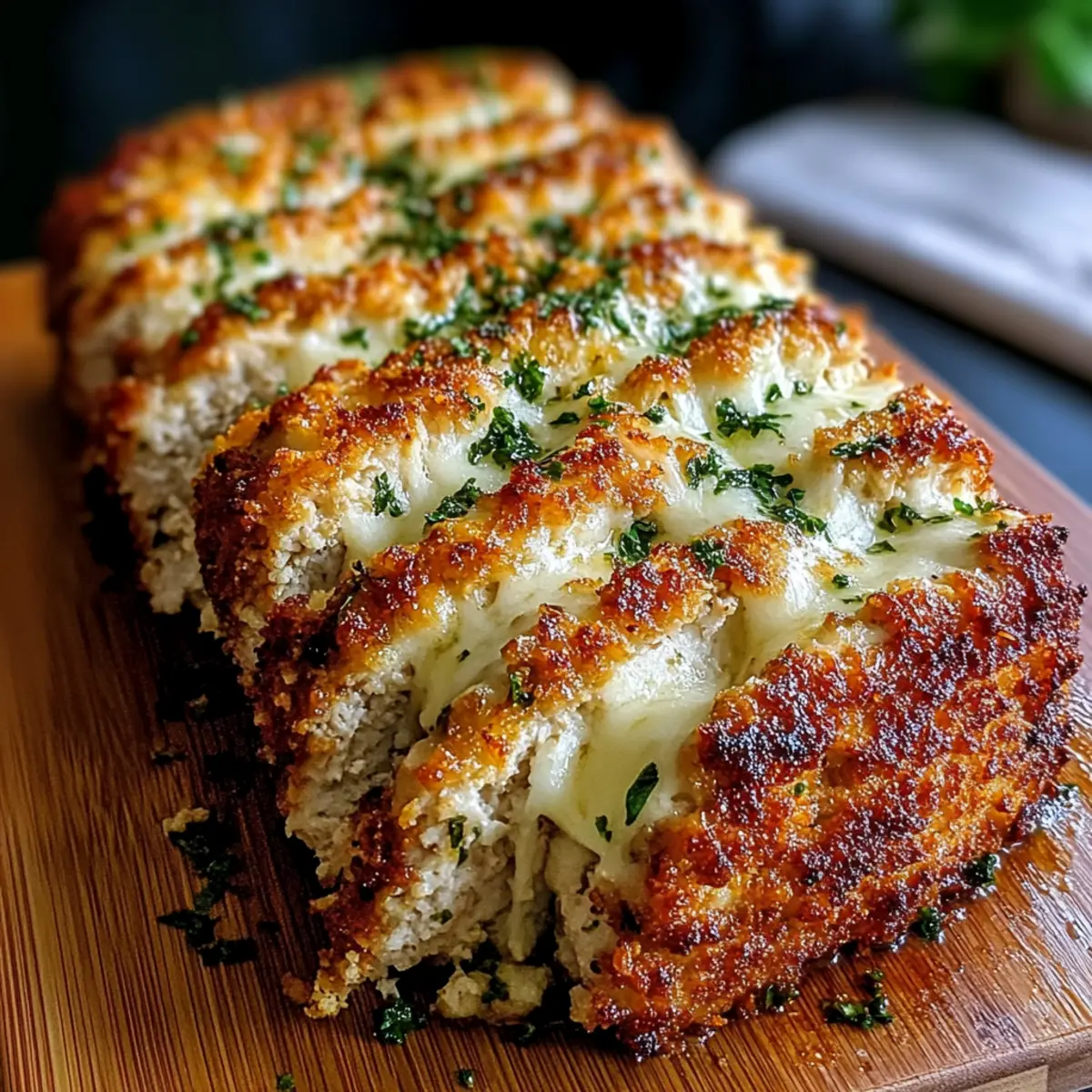 Juicy Parmesan Chicken Meatloaf with Cheesy Surprise