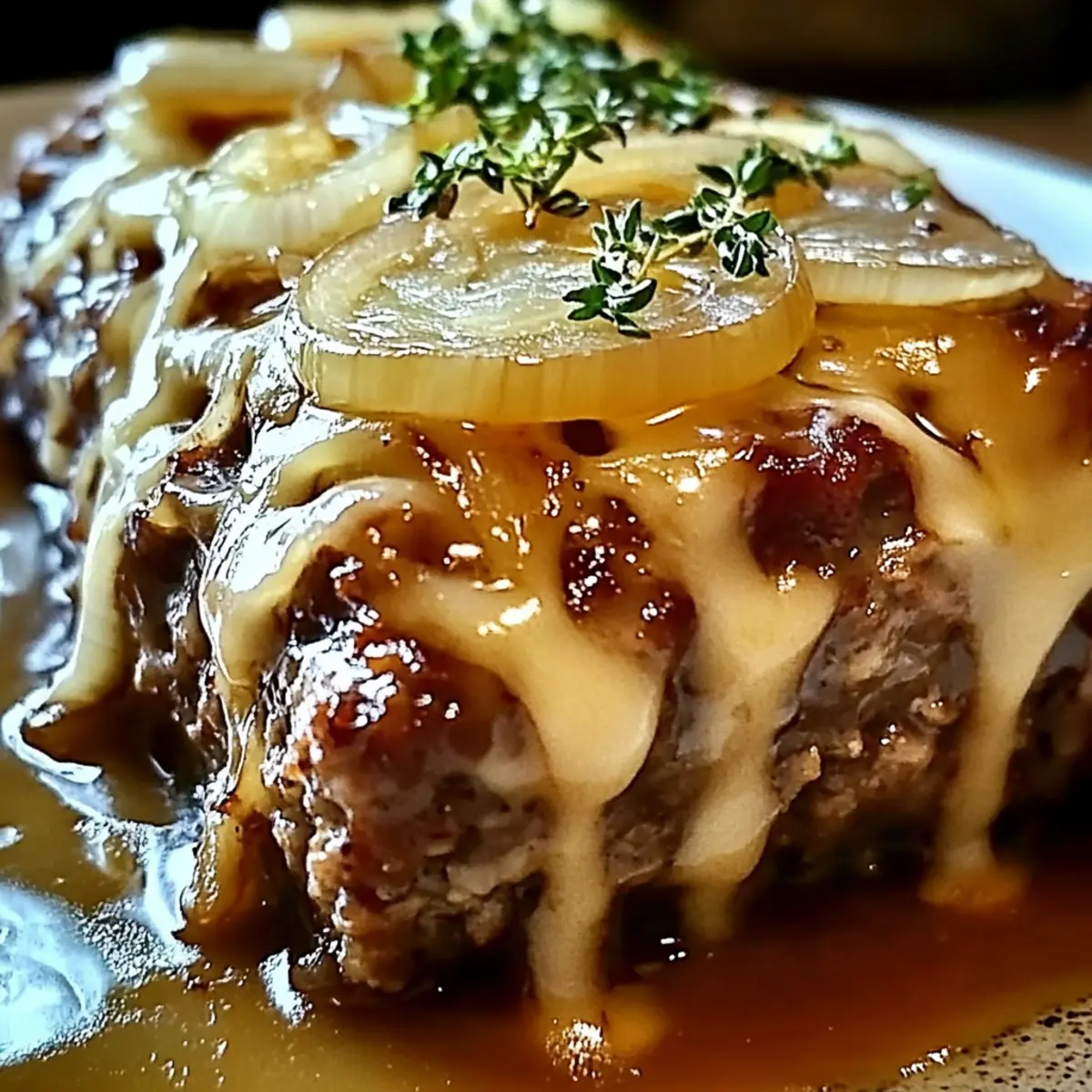 Comforting French Onion Meatloaf with Gooey Gruyère Bliss