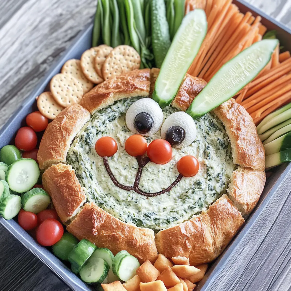 Spinach Dip Bunny Veggie Tray for a Whimsical Easter Treat