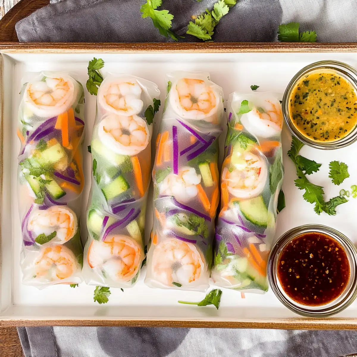 Fresh Shrimp Spring Rolls with Spicy Dipping Sauce Delight
