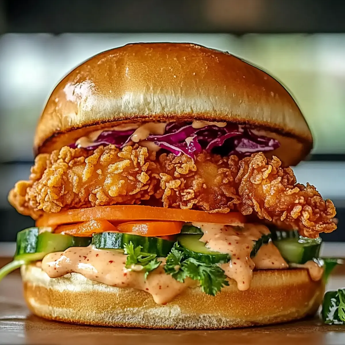 Savor the Crunch: Thai Fried Chicken Sandwich Delight