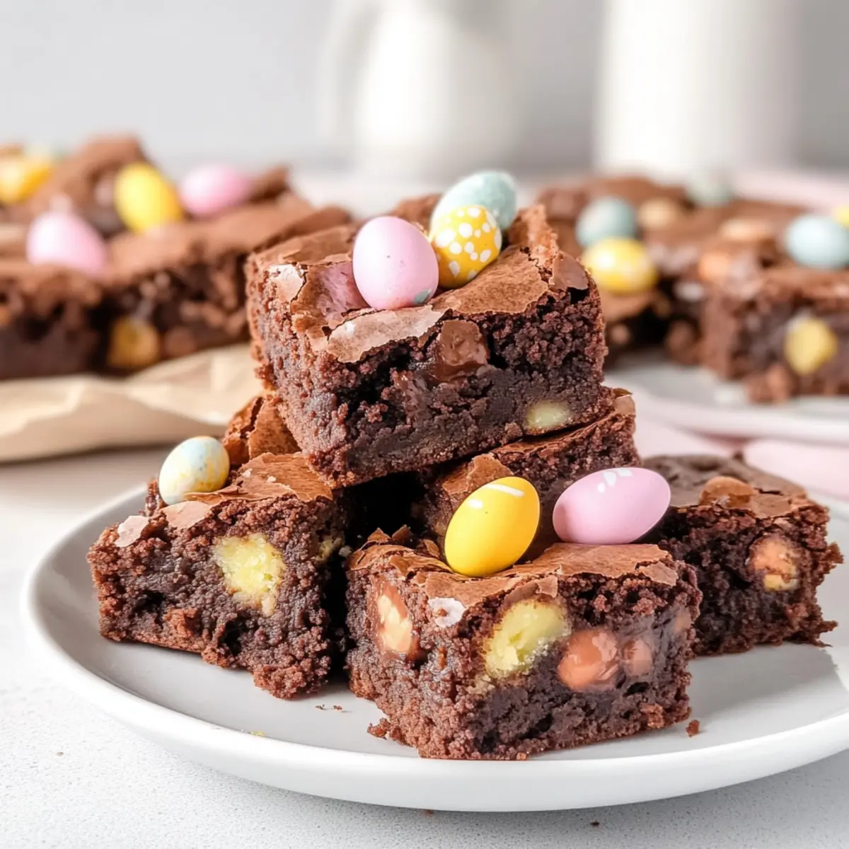 Fudgy Homemade Easter Brownies Bursting with Mini Eggs